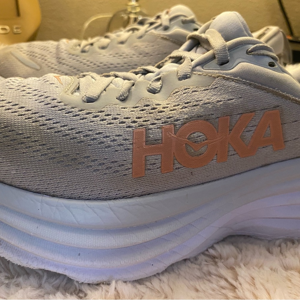 Hoka Women's Light Gray and Tan Sneakers